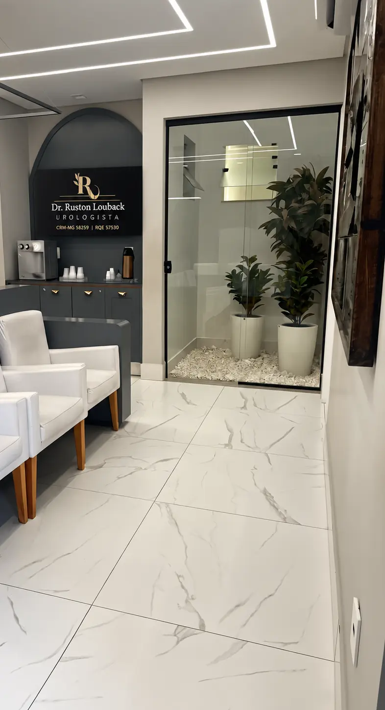 Recepção e sala de espera do consultório